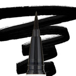 ColourPop BFF Liquid Liner Numero Uno drawing bold, jet‑black swatches, felt‑tip pen delivering precise, smudge‑resistant lines against a white backdrop, ideal for sharp wings and everyday definition.