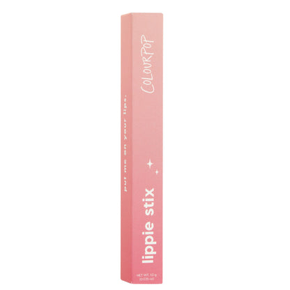 ColourPop Lippie Stix Slacker standing upright in its pink gradient box with white “lippie stix” and ColourPop branding, small sparkle icons, and 1.0 g (0.035 oz) label, shown on a clean white background.